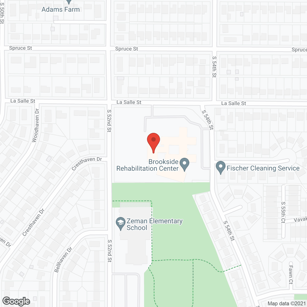 Map of the neighborhood around Brookside Rehabilitation Center