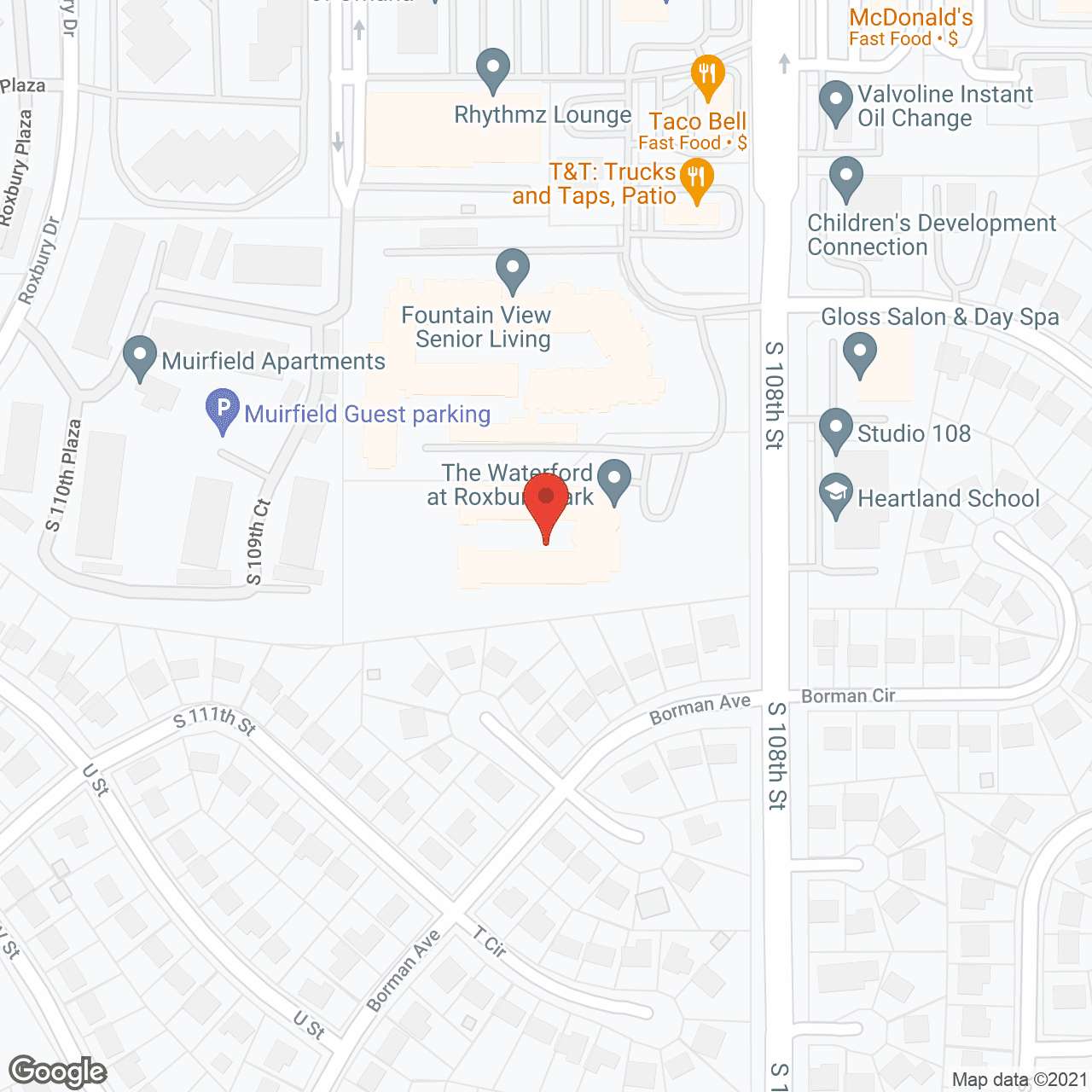 Map of the neighborhood around Bailey Pointe at Roxbury Park