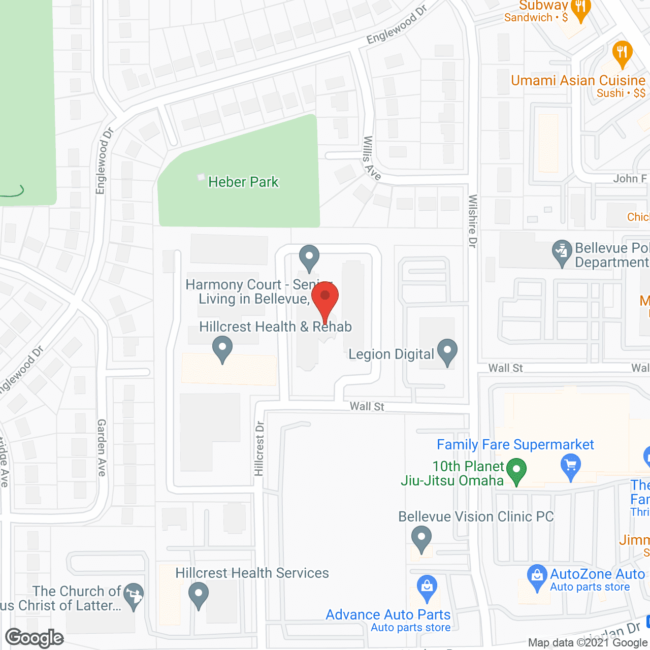 Map of the neighborhood around Harmony Court Bellevue