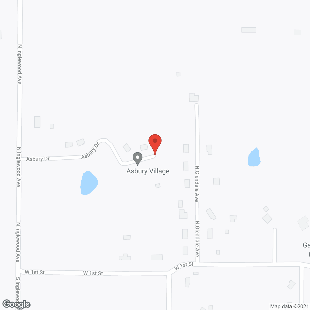 Map of the neighborhood around Asbury Village