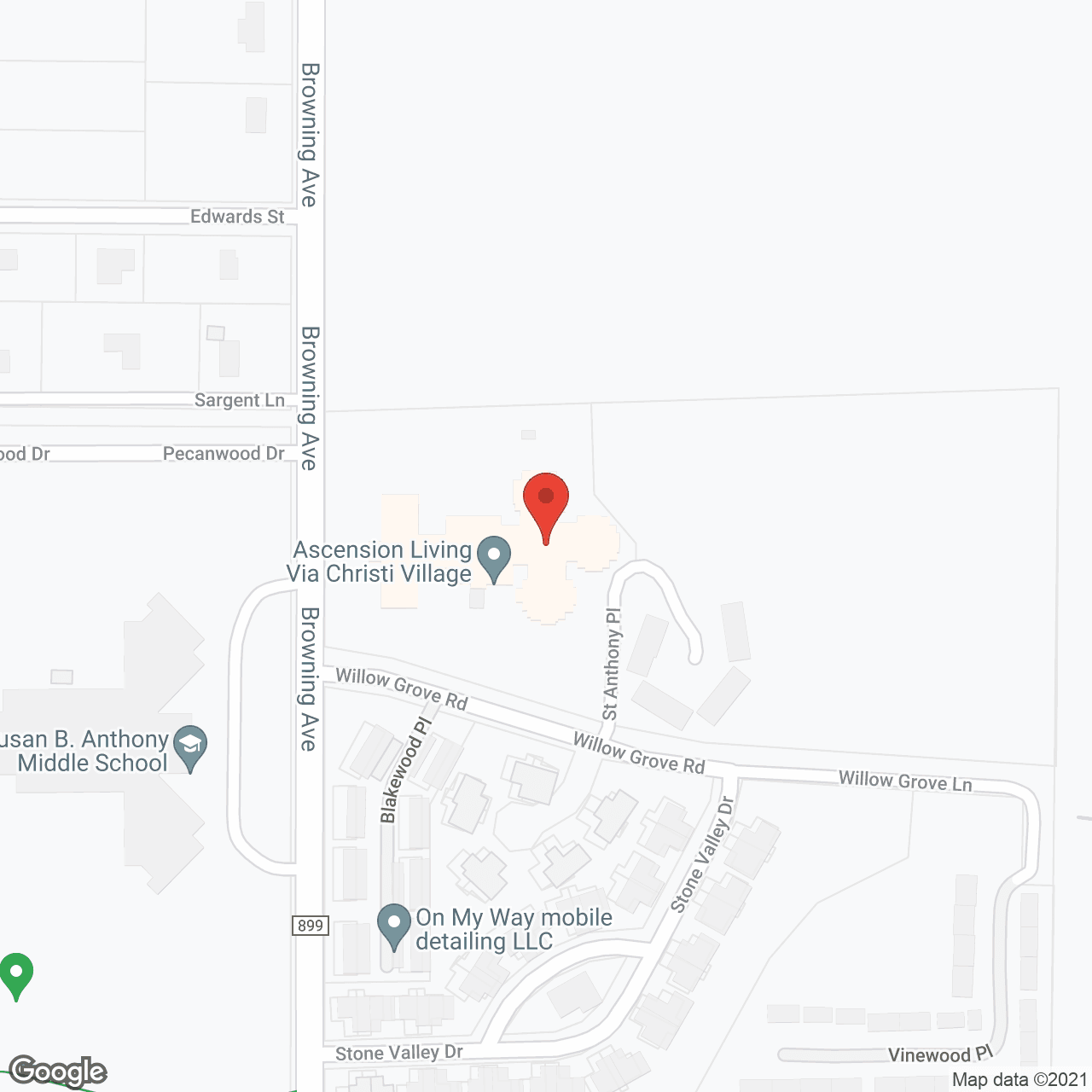 Map of the neighborhood around Ascension Living Via Christi Village - Manhattan