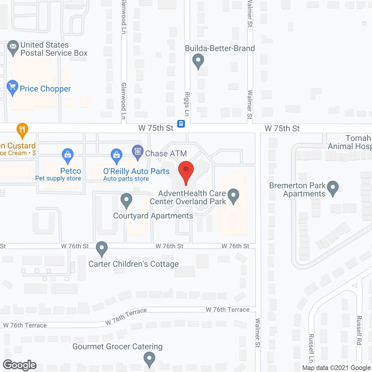 Map of the neighborhood around Overland Park Place