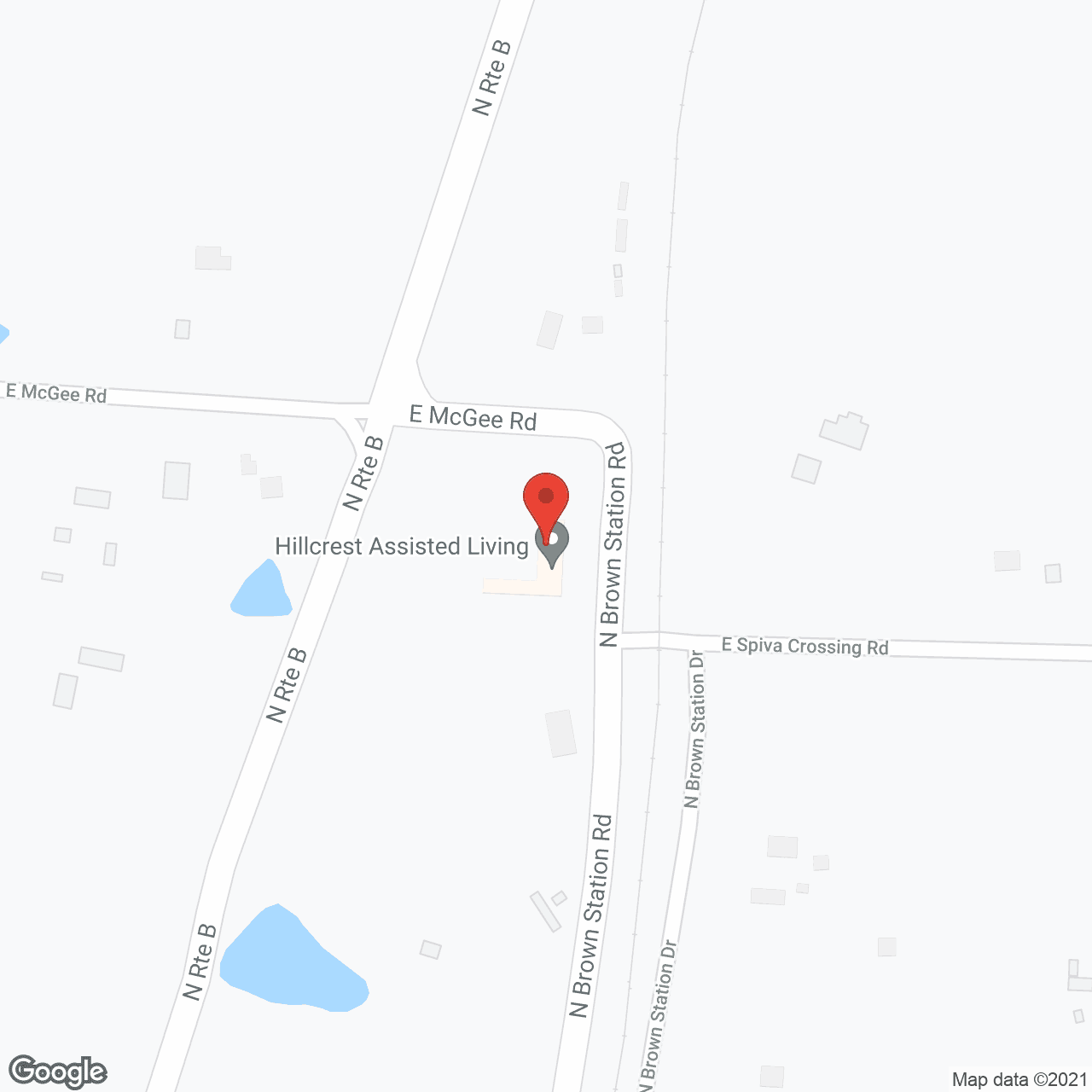 Map of the neighborhood around Hillcrest Assisted Living