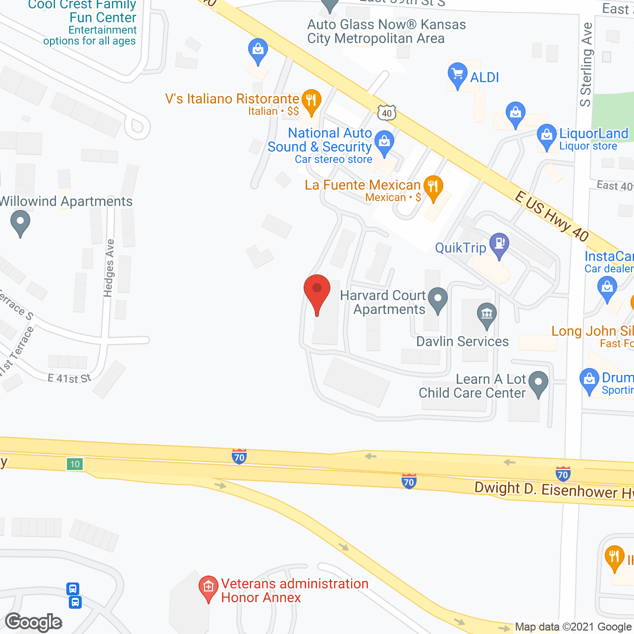 Map of the neighborhood around Harvard Court Apts