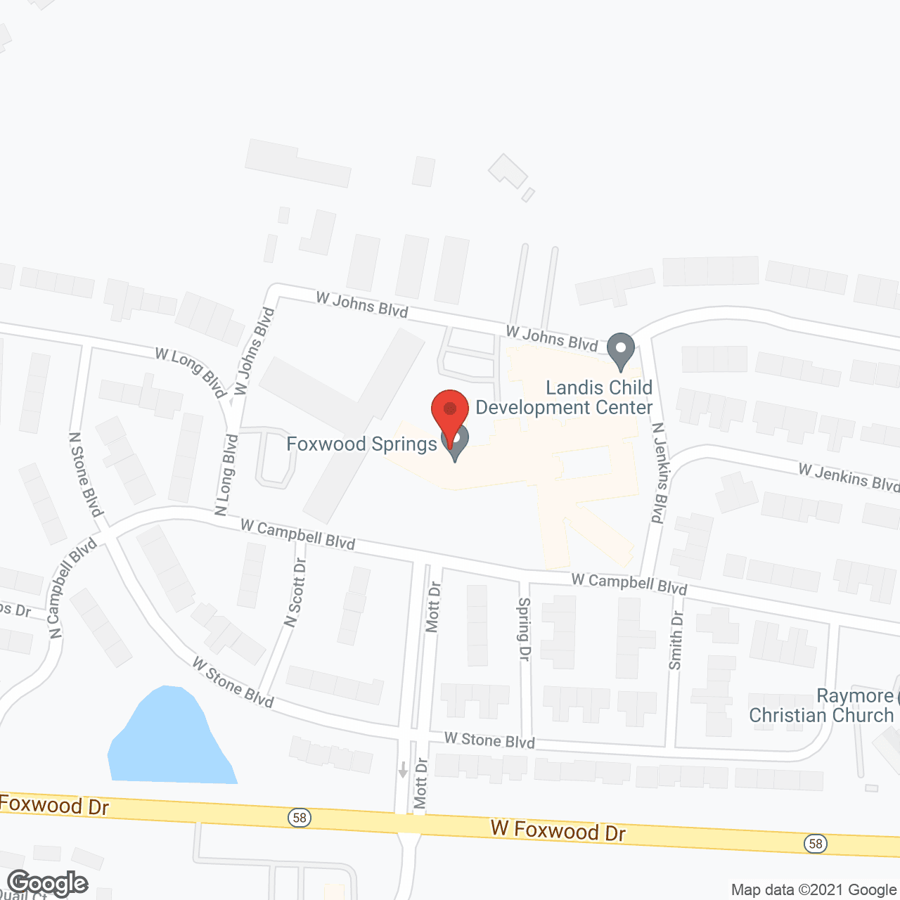 Map of the neighborhood around Foxwood Springs