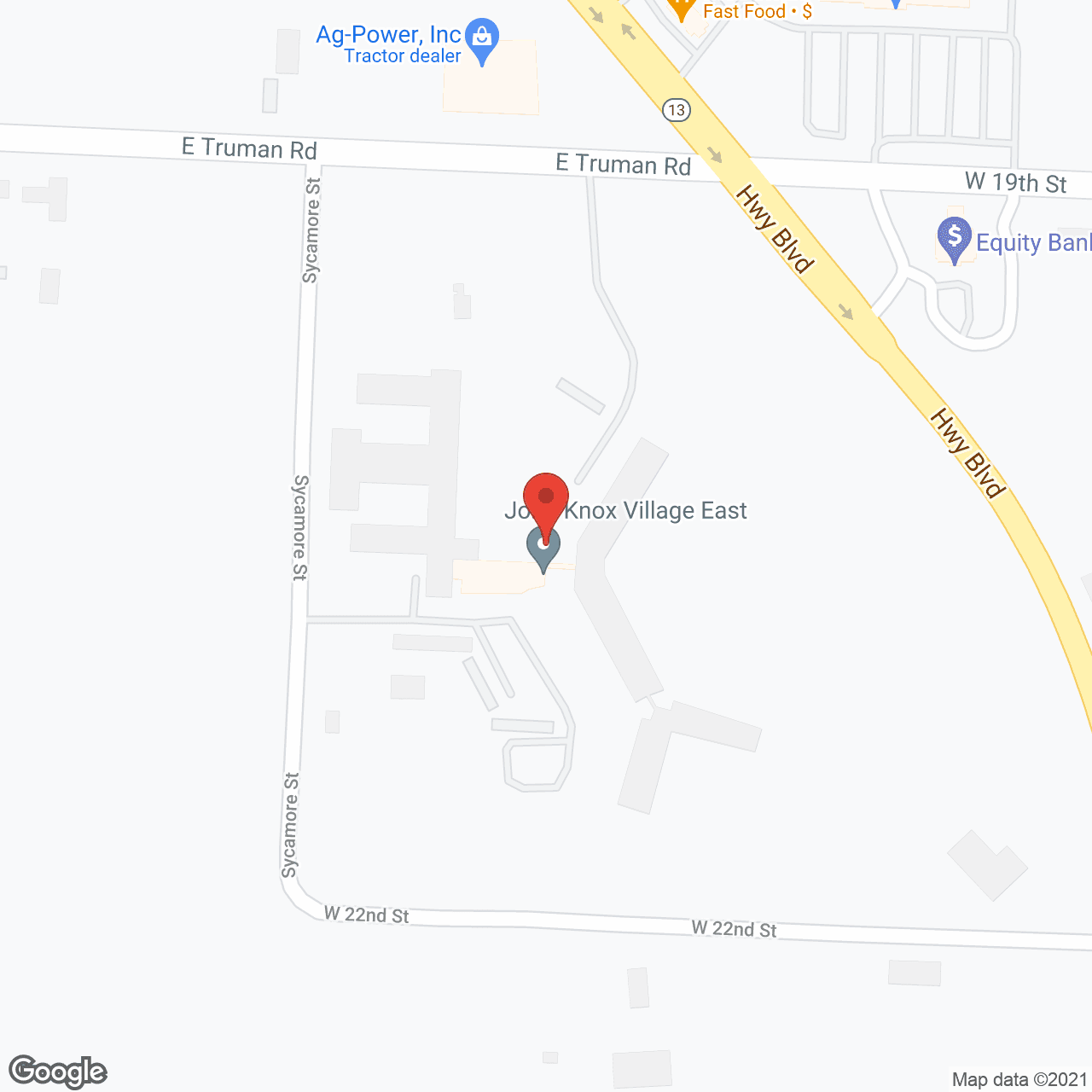 Map of the neighborhood around John Knox Village East and Meyer Care Center