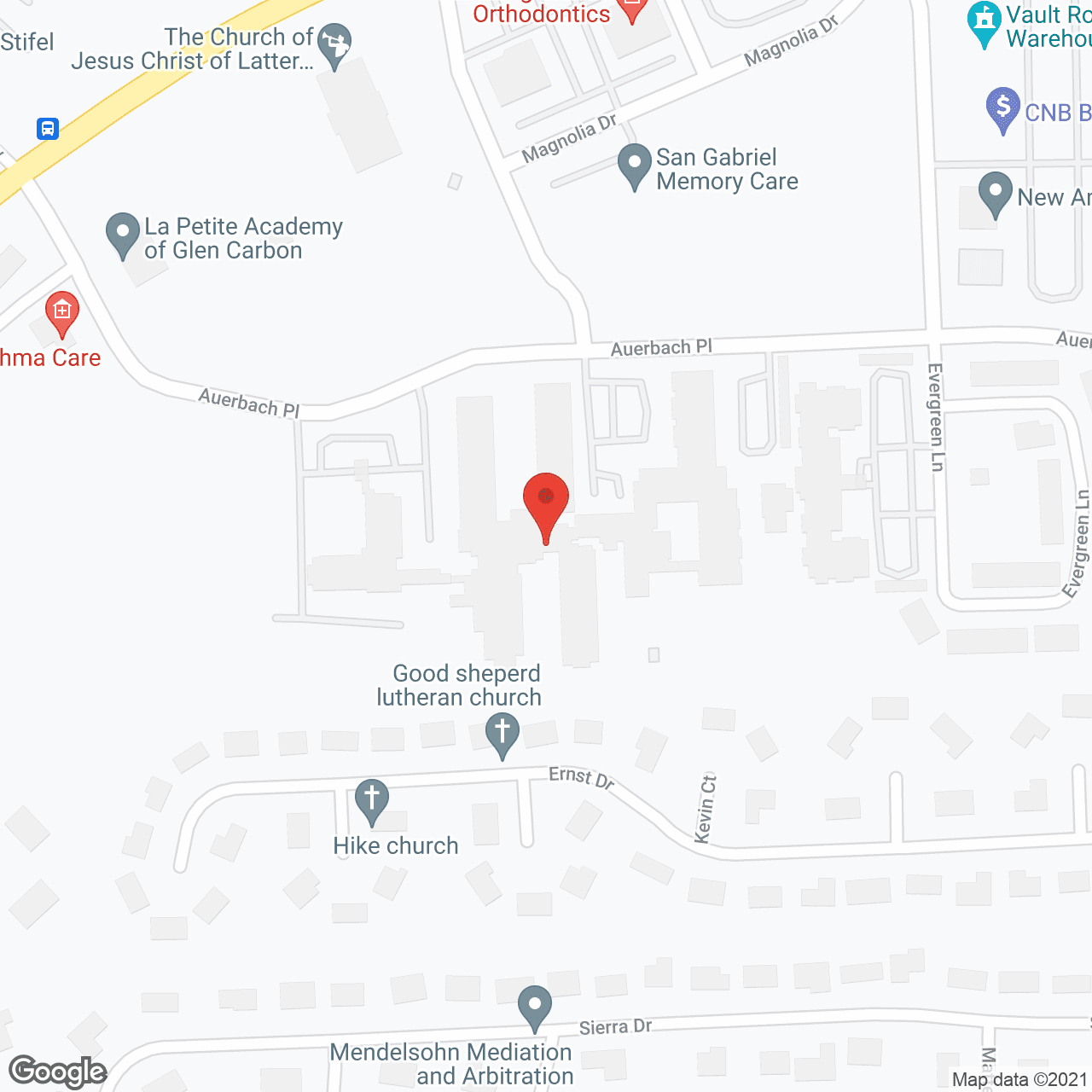 Map of the neighborhood around Meridian Village