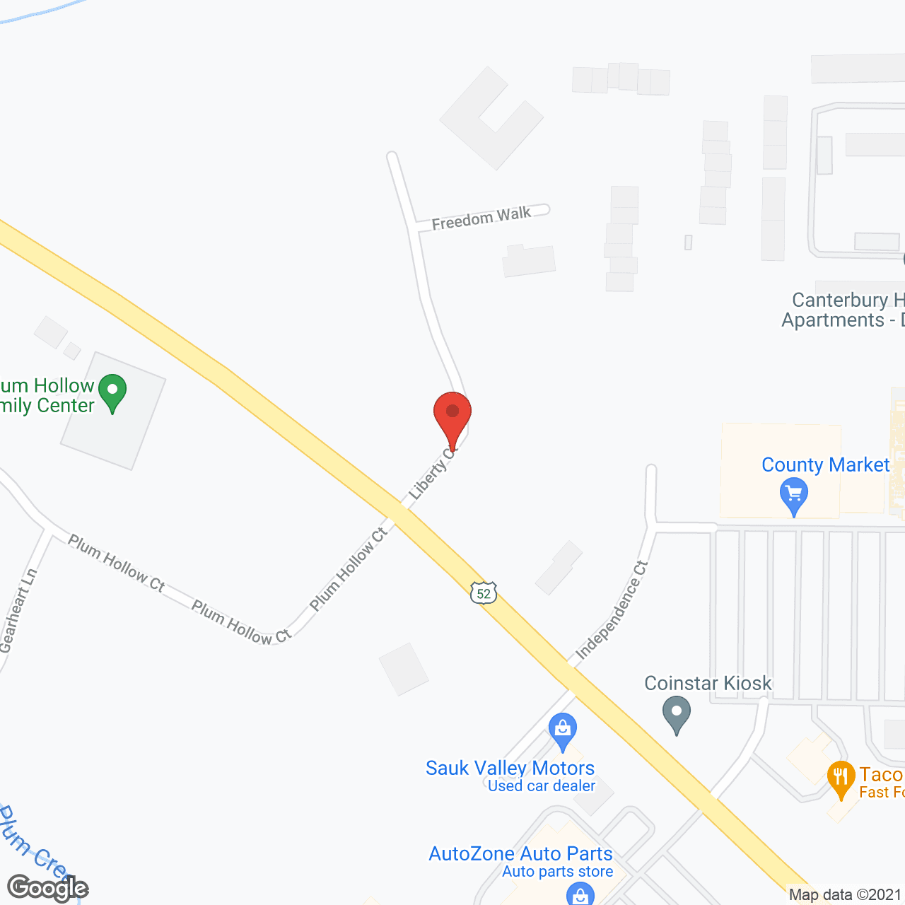 Map of the neighborhood around Liberty Court