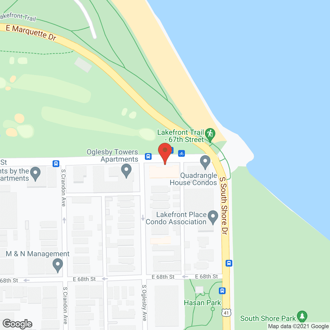 Map of the neighborhood around Senior Suites of South Shore