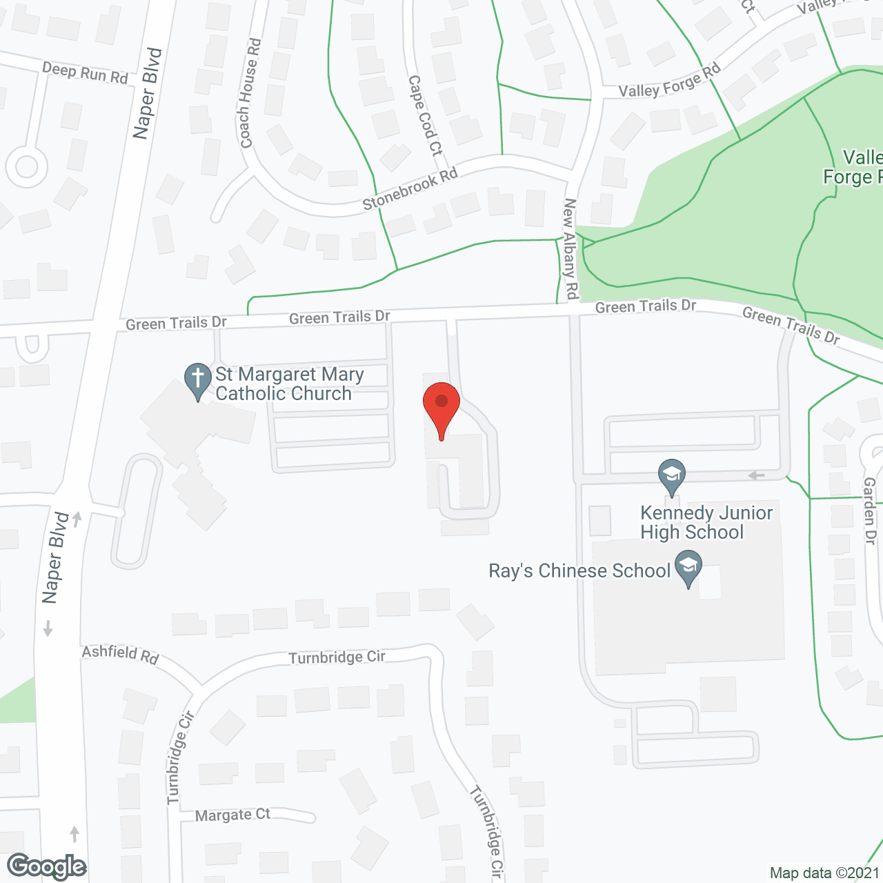 Map of the neighborhood around St John Vianney Villa
