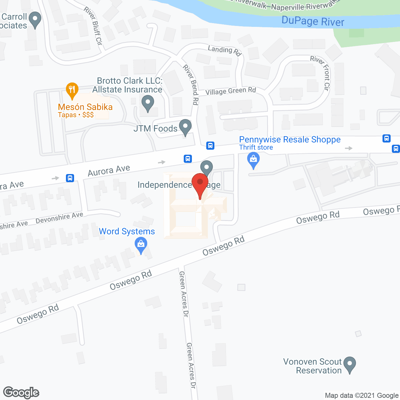 Map of the neighborhood around Independence Village Naperville