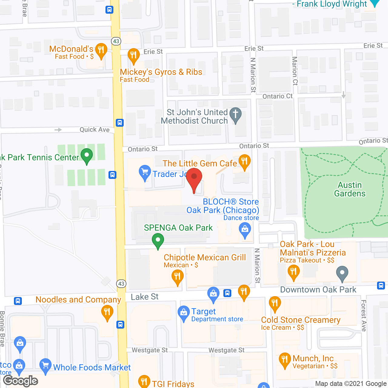 Map of the neighborhood around Brookdale Oak Park