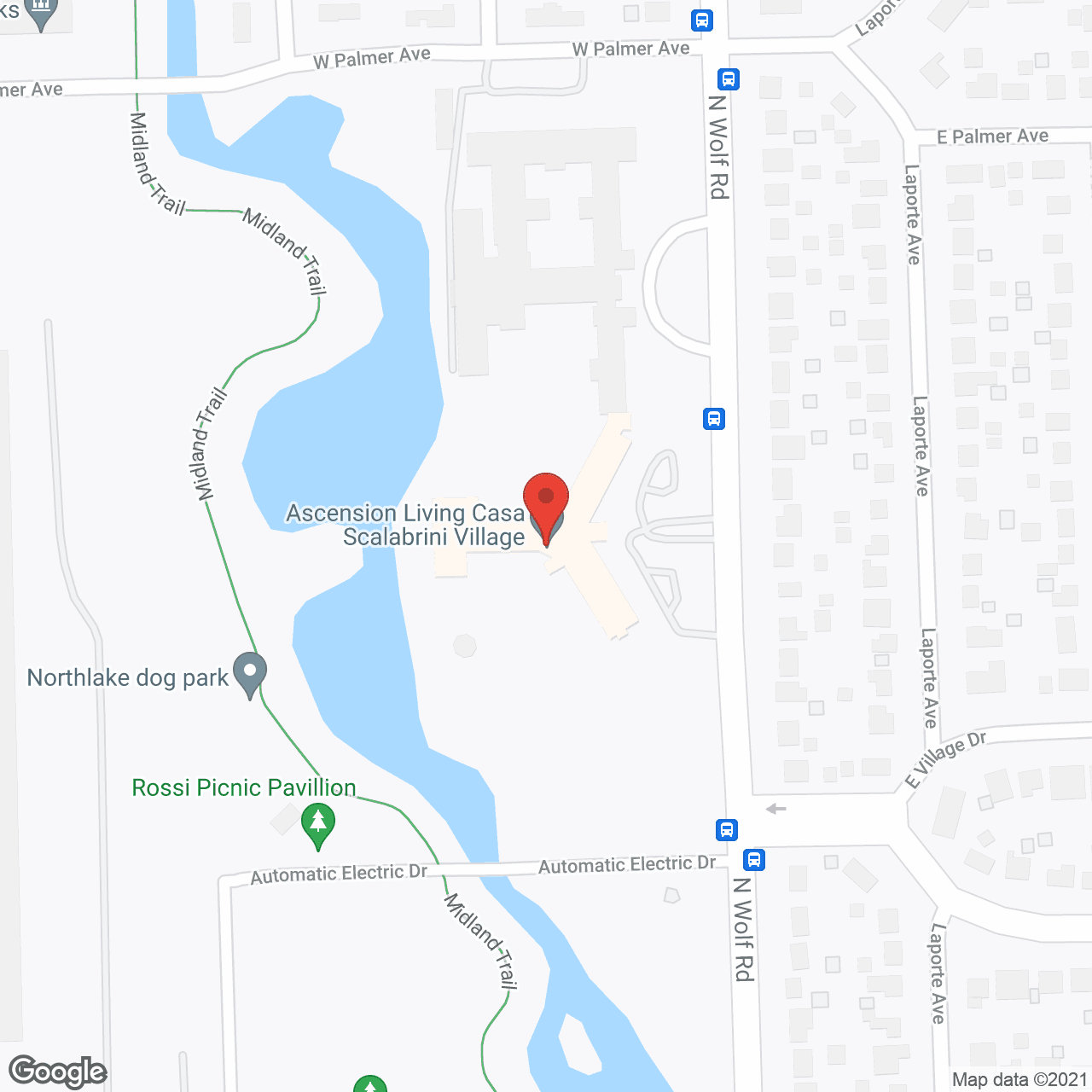 Map of the neighborhood around Ascension Living Casa Scalabrini Village
