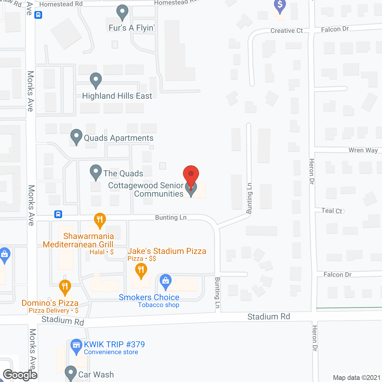 Map of the neighborhood around Cottagewood Senior Communities