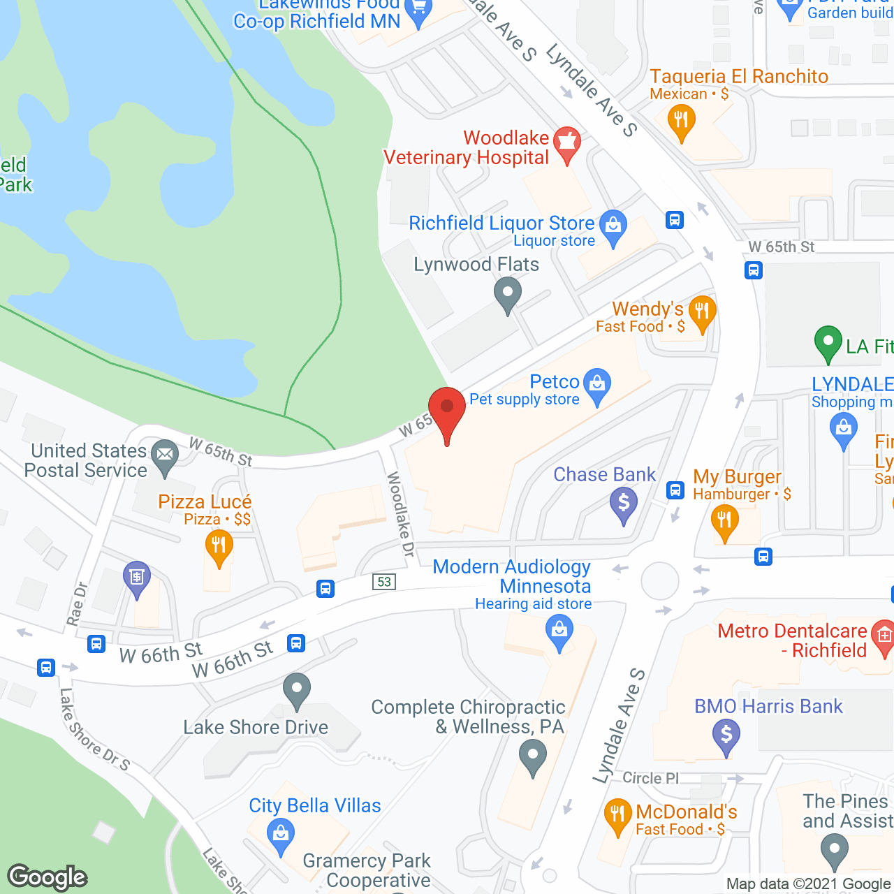Map of the neighborhood around Village Shores