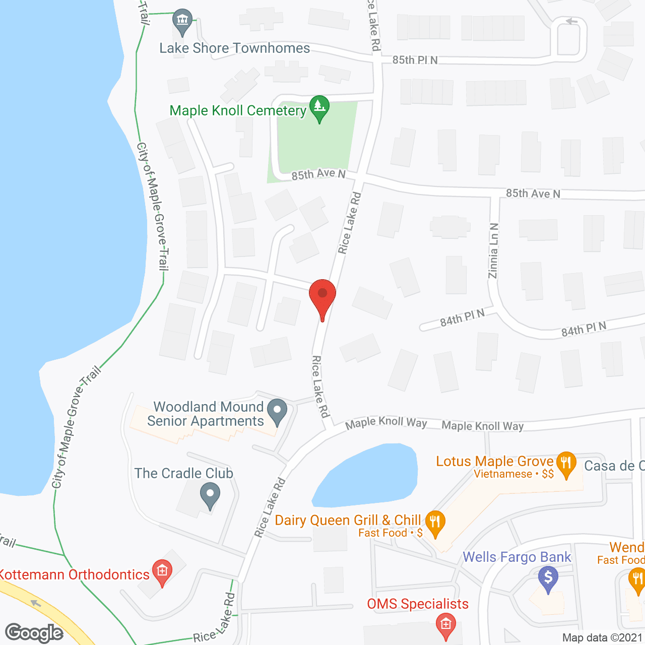 Map of the neighborhood around Woodland Mounds
