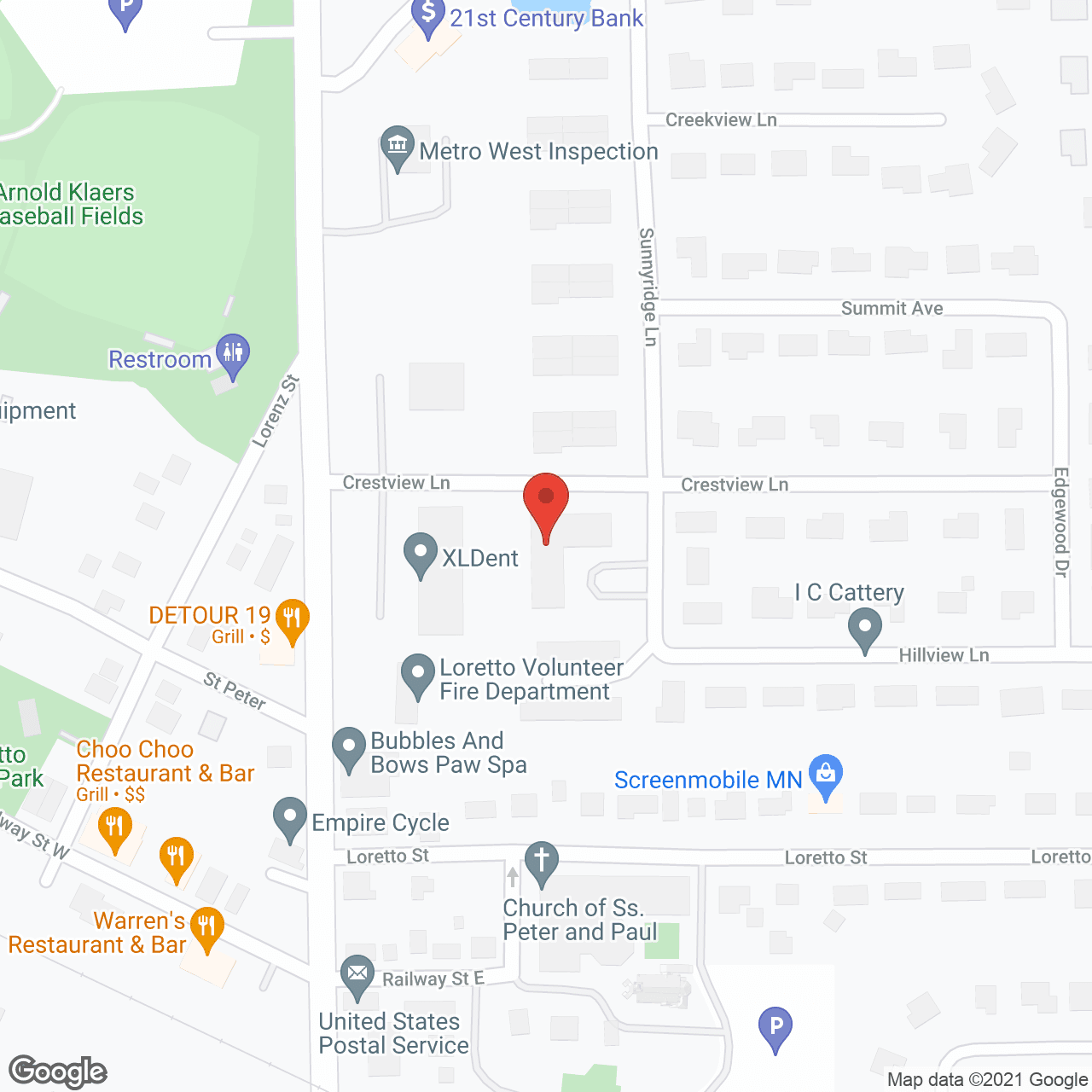 Map of the neighborhood around Hillcrest Apartments