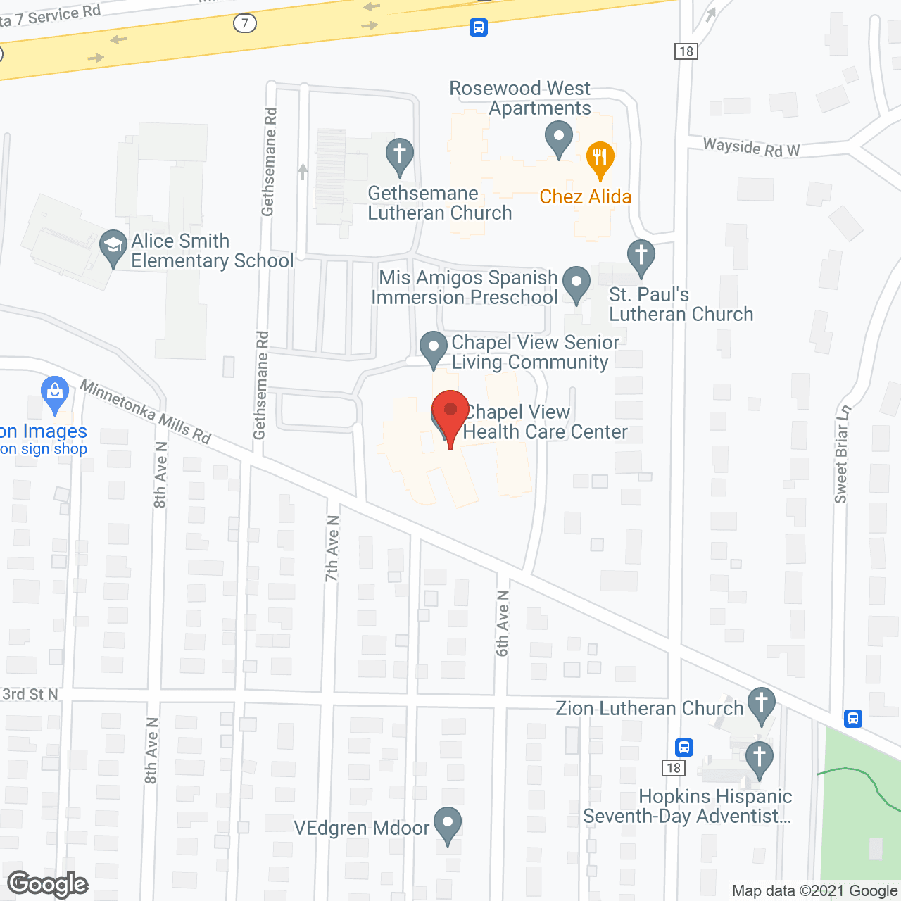 Map of the neighborhood around Chapel View Apartments