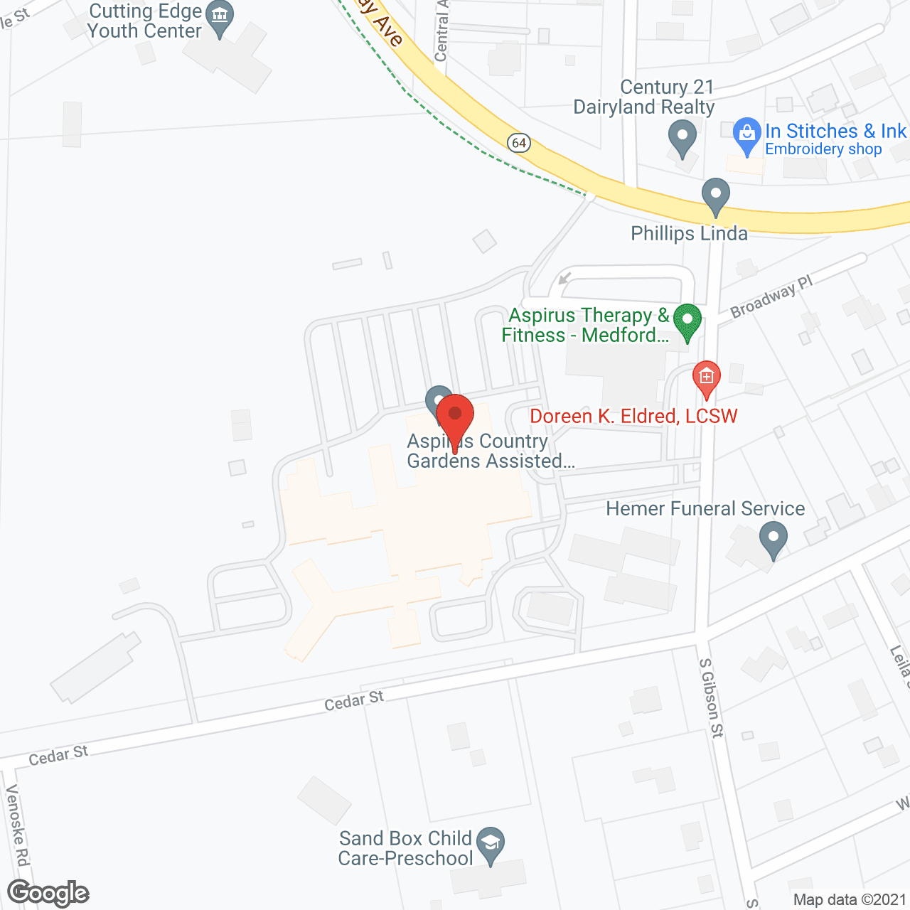Map of the neighborhood around Memorial Nursing & Rehab Ctr