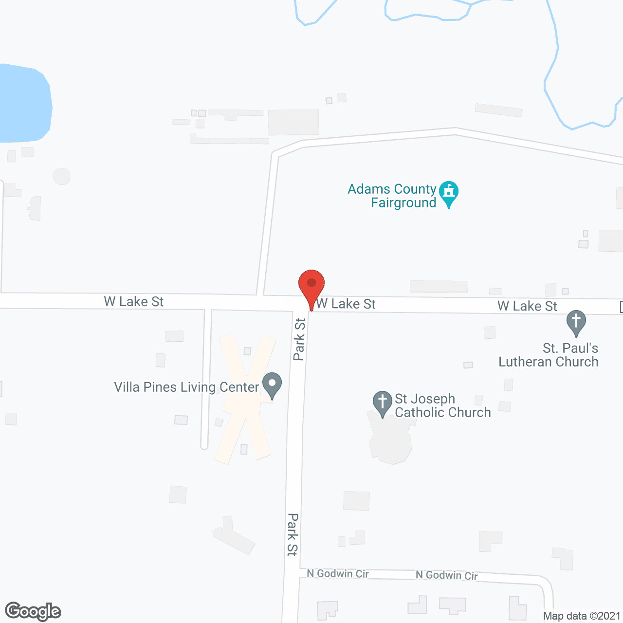 Map of the neighborhood around Villa Pines Living Ctr