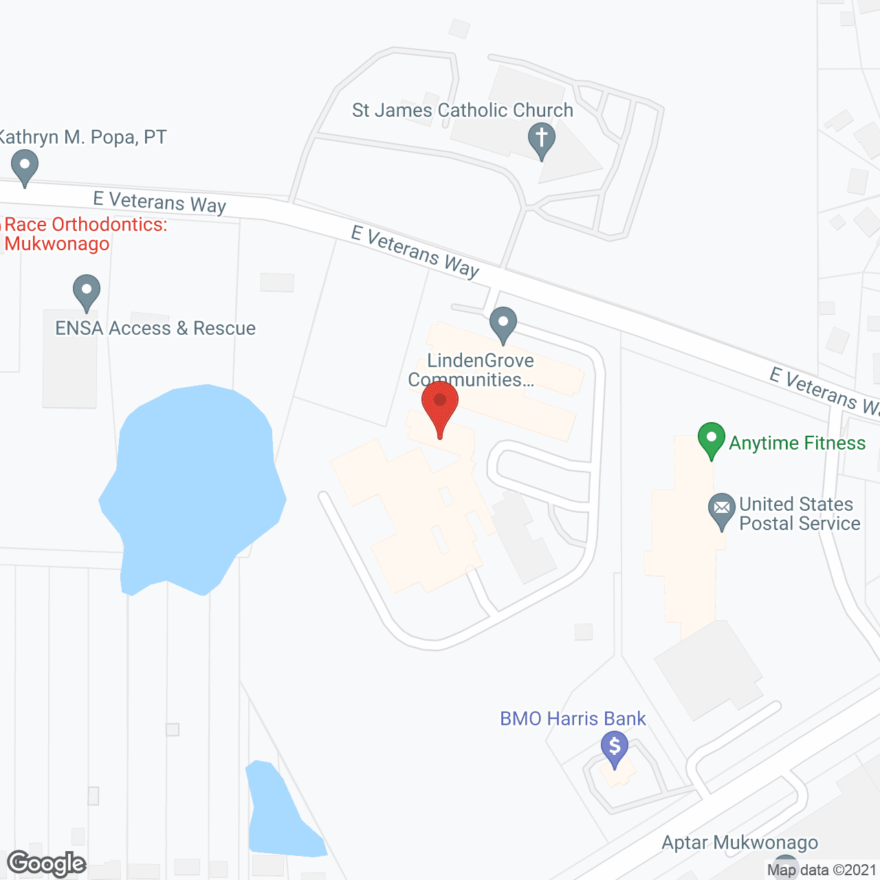 Map of the neighborhood around Linden Ridge-Mukwonago