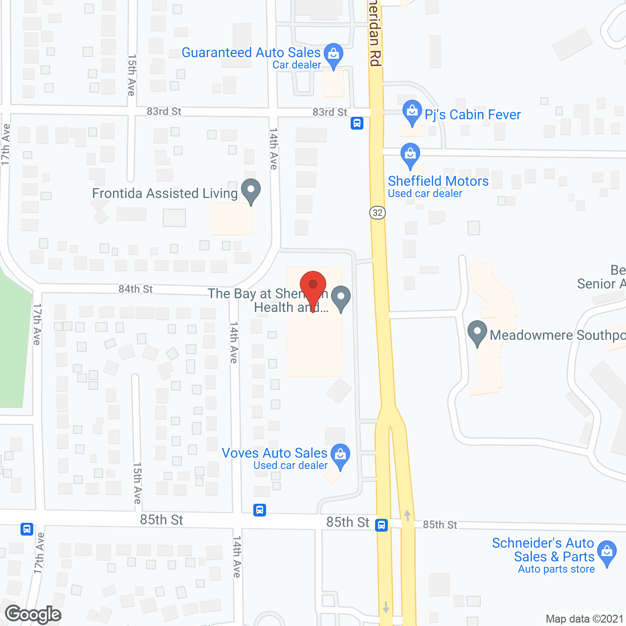 Map of the neighborhood around Sheridan Medical