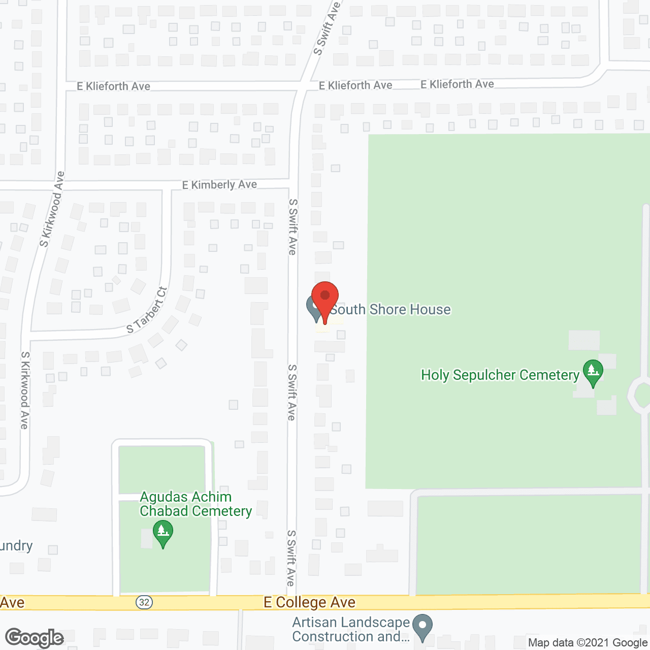 Map of the neighborhood around South Shore House