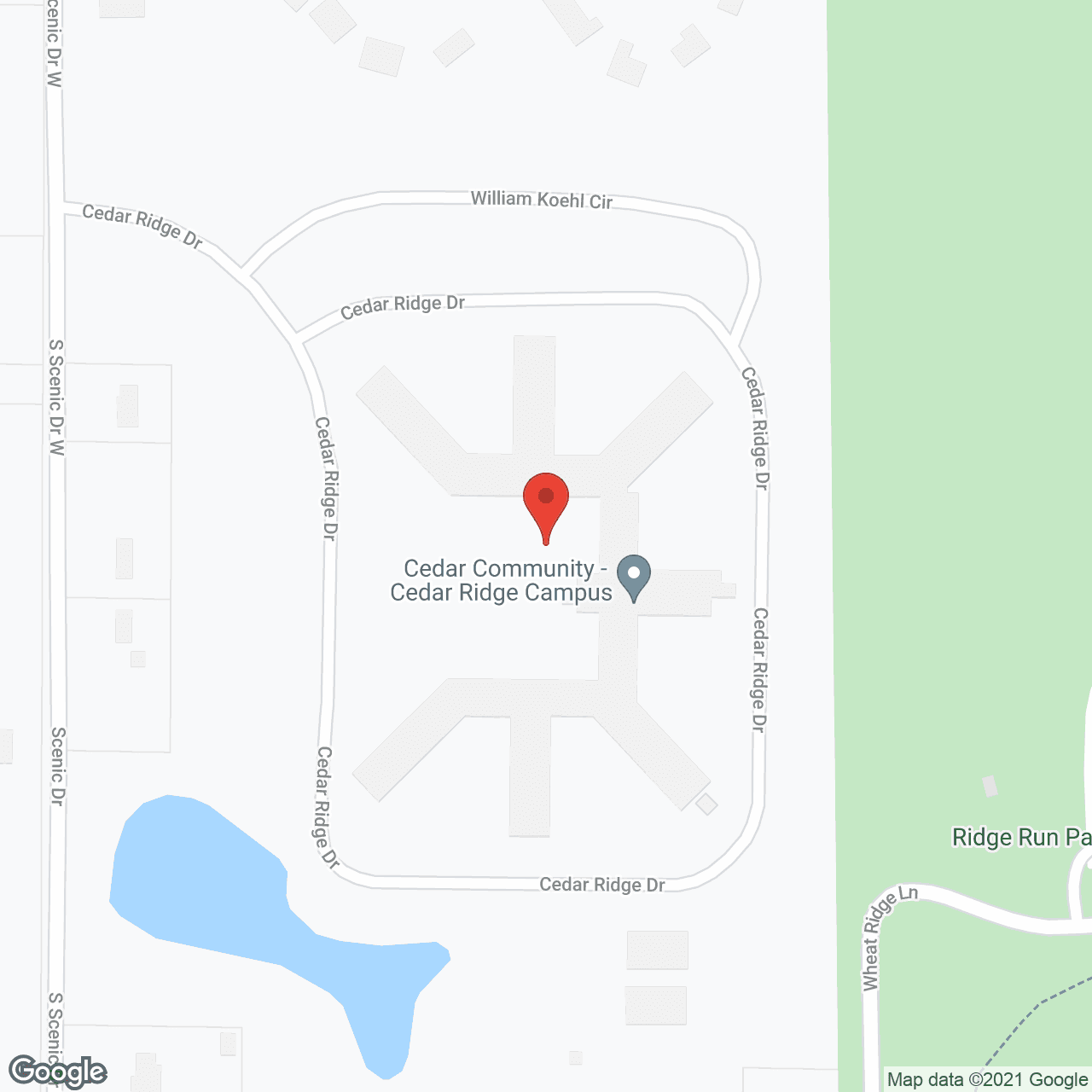 Map of the neighborhood around Cedar Ridge Apartments