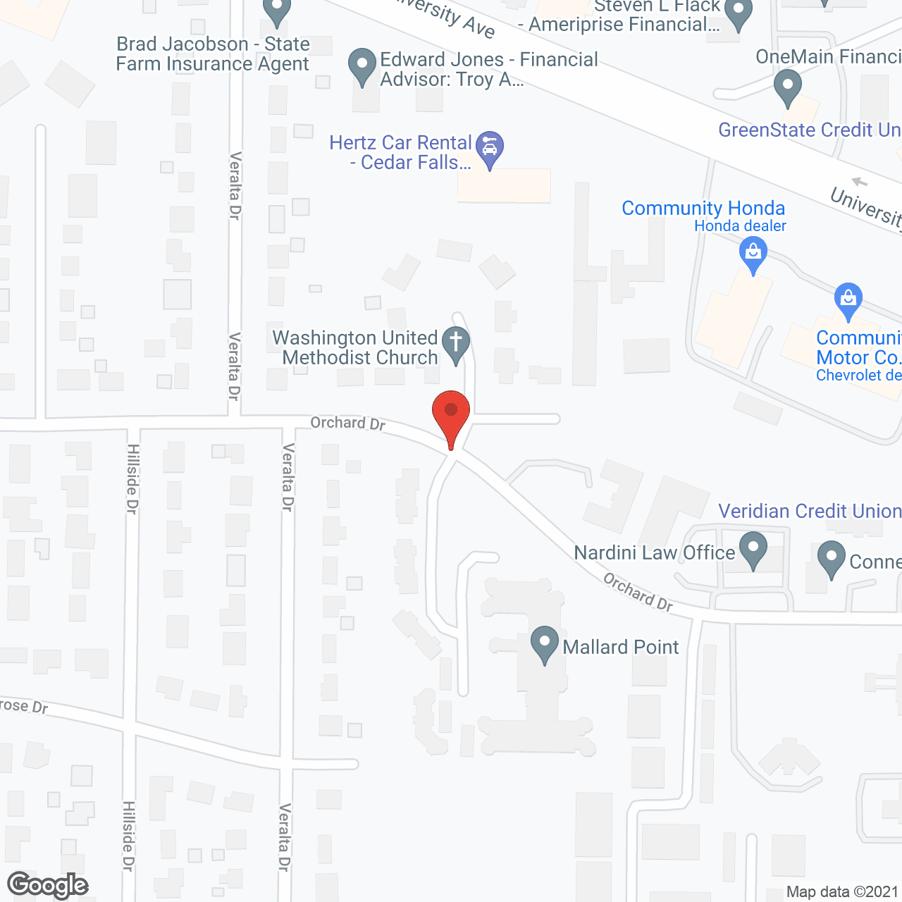 Map of the neighborhood around Mallard Point Senior Living