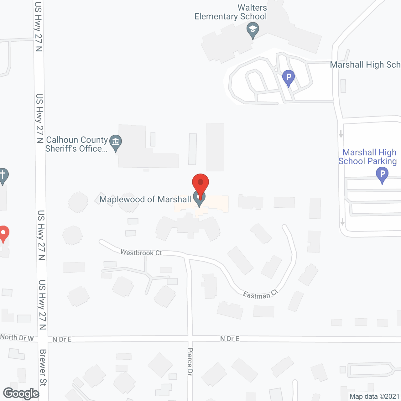 Map of the neighborhood around Marshall Comfort Care