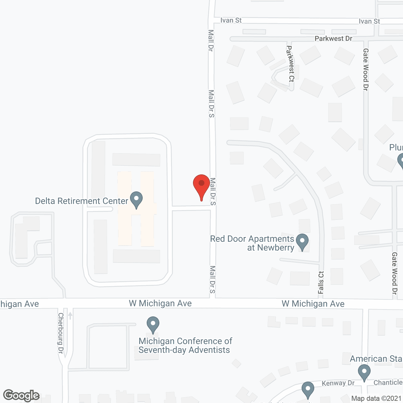 Map of the neighborhood around Delta Retirement Center