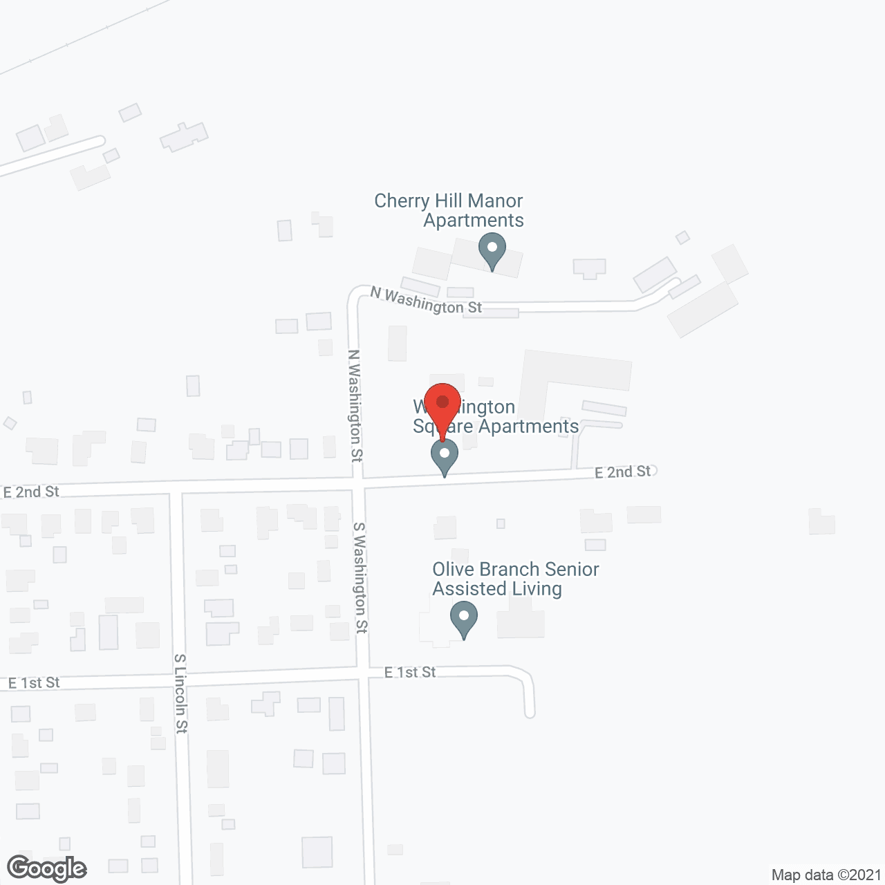 Map of the neighborhood around Washington Square Apartments