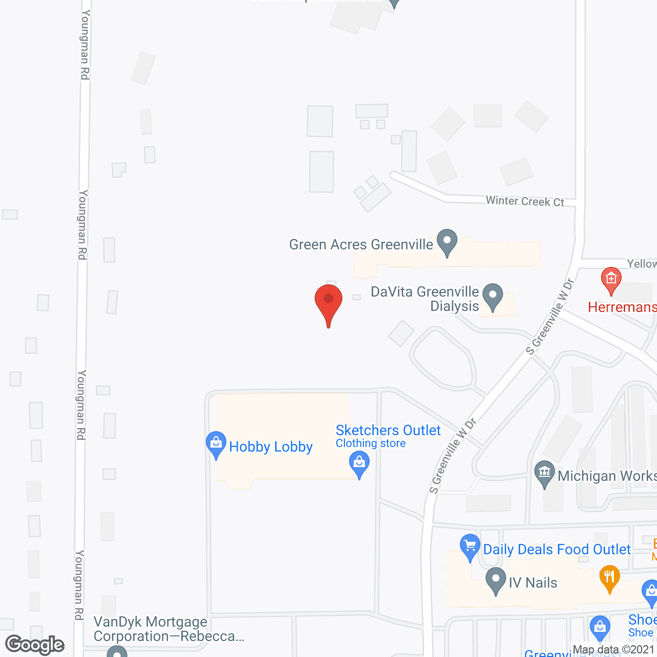 Map of the neighborhood around Green Acres - Greenville