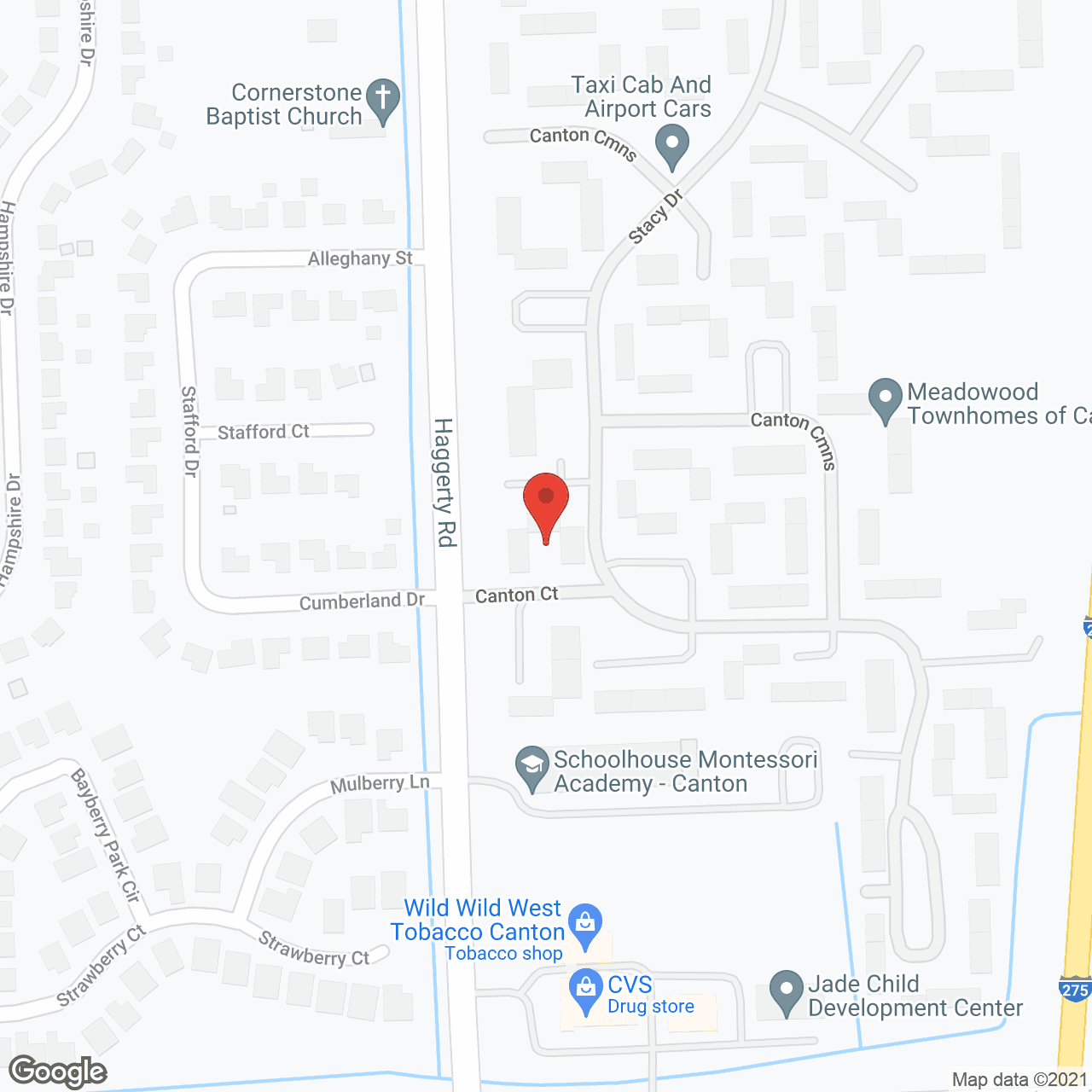 Map of the neighborhood around Canton Commons Apartments