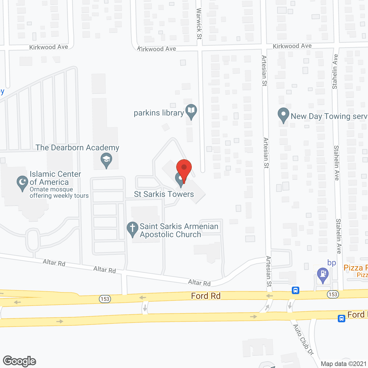 Map of the neighborhood around St Sarkis Towers
