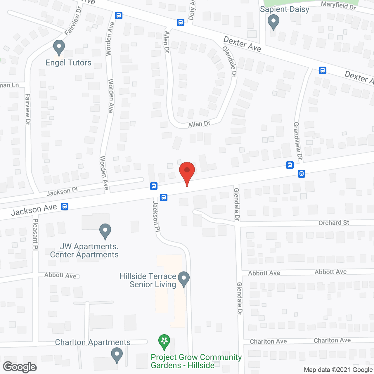 Map of the neighborhood around Hillside Terrace Retirement