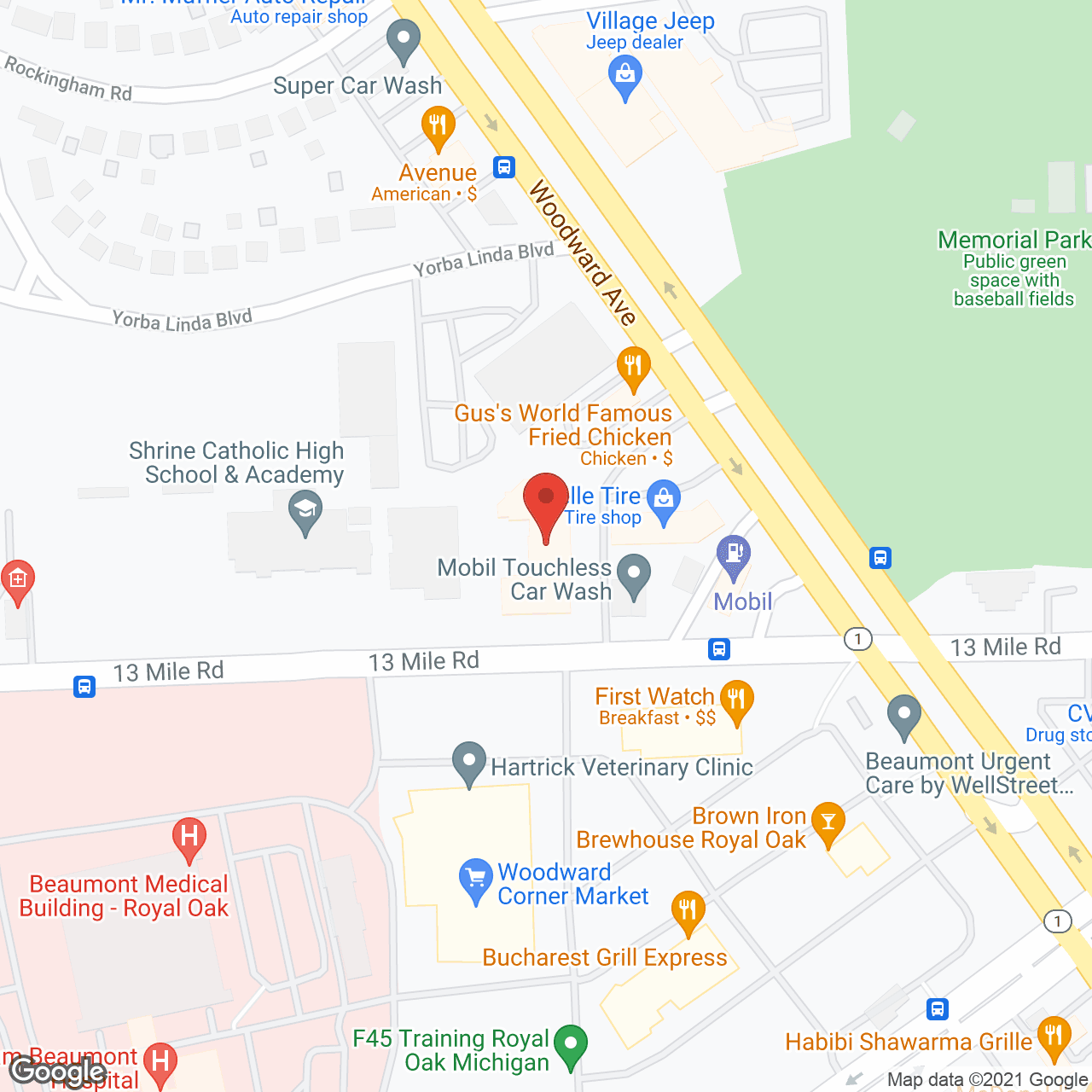 Map of the neighborhood around Waltonwood Royal Oak