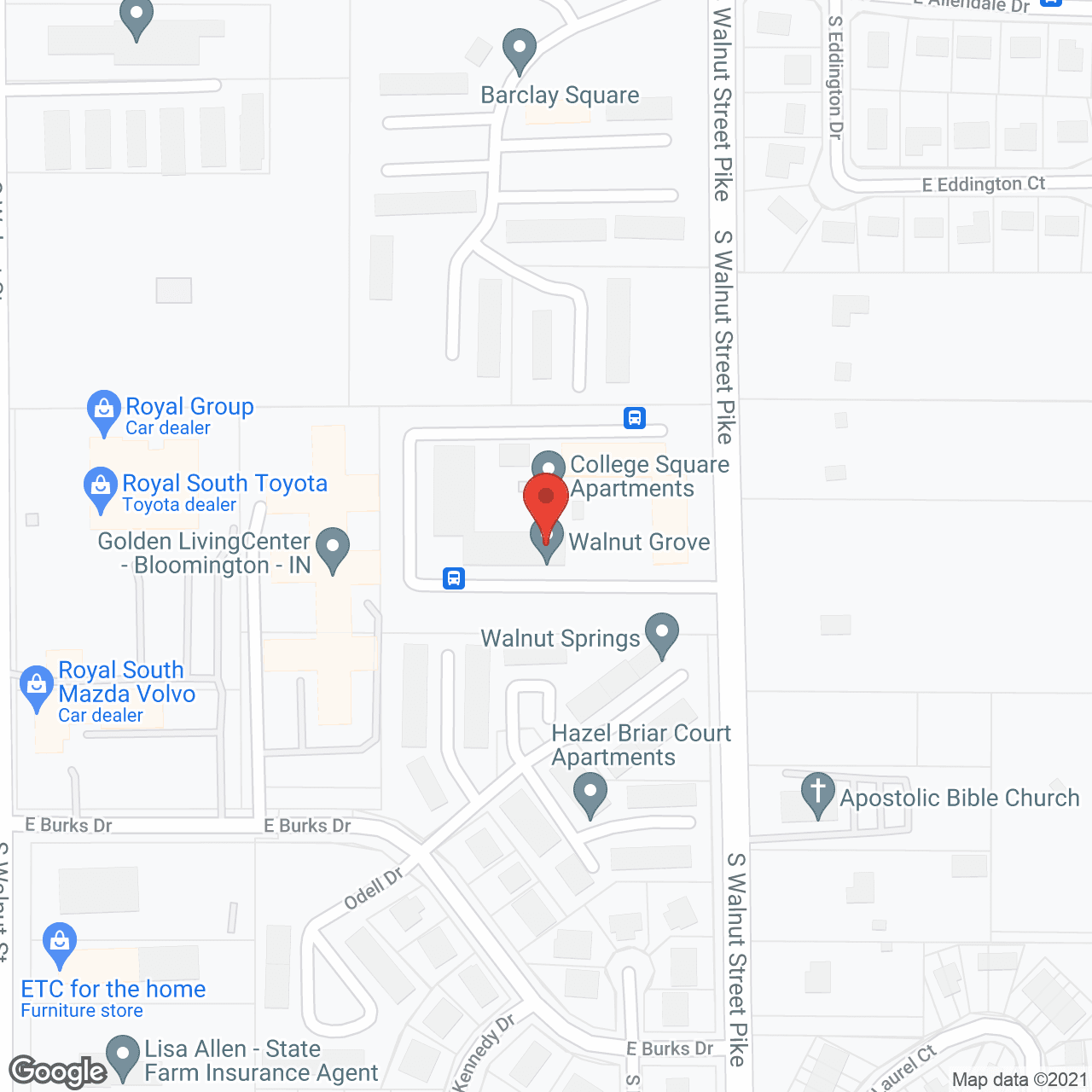 Map of the neighborhood around Walnut Grove Apartments
