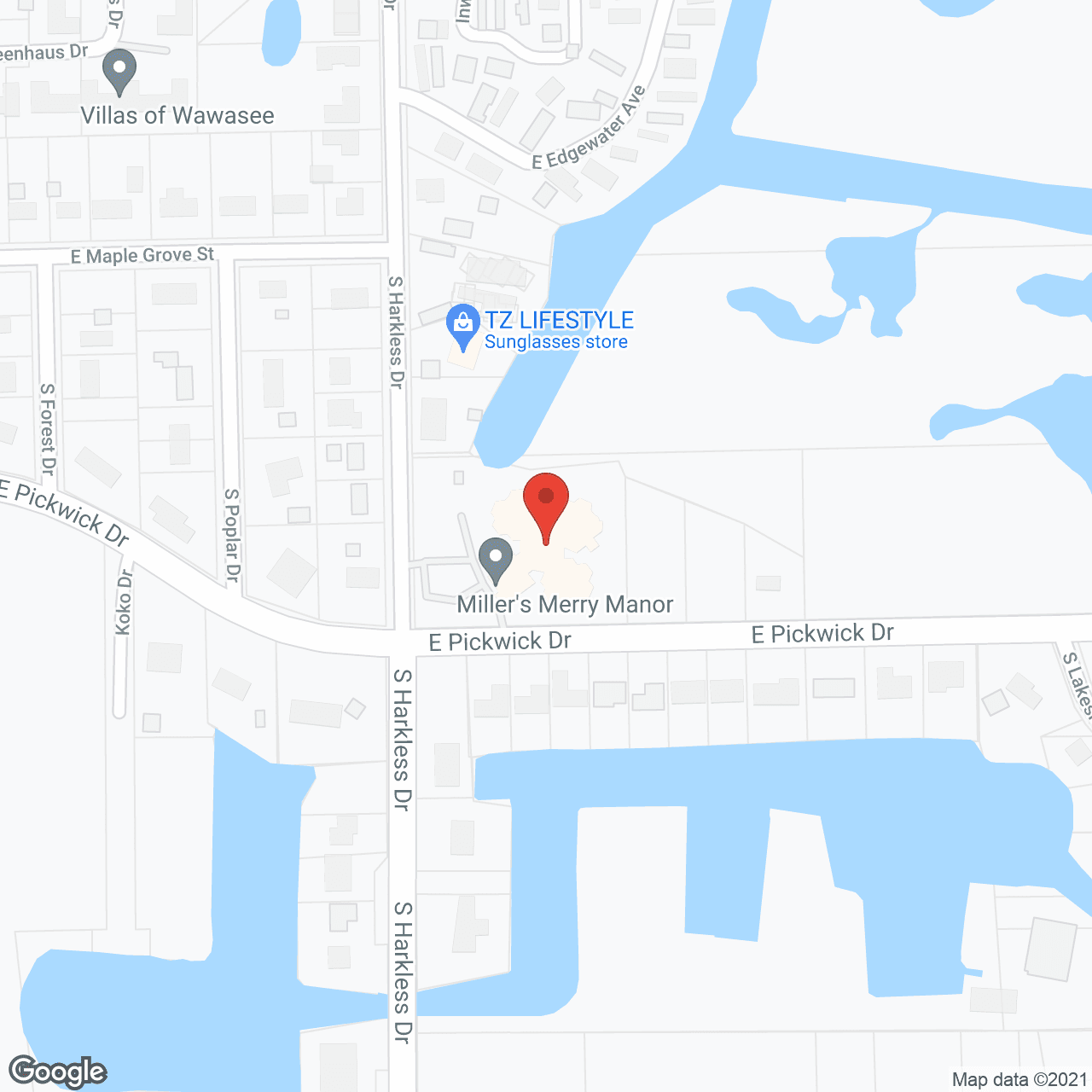 Map of the neighborhood around Miller's Merry Manor Inc