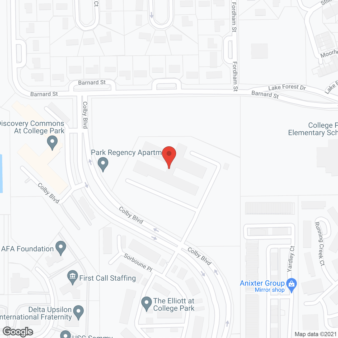 Map of the neighborhood around Park Regency Apartments