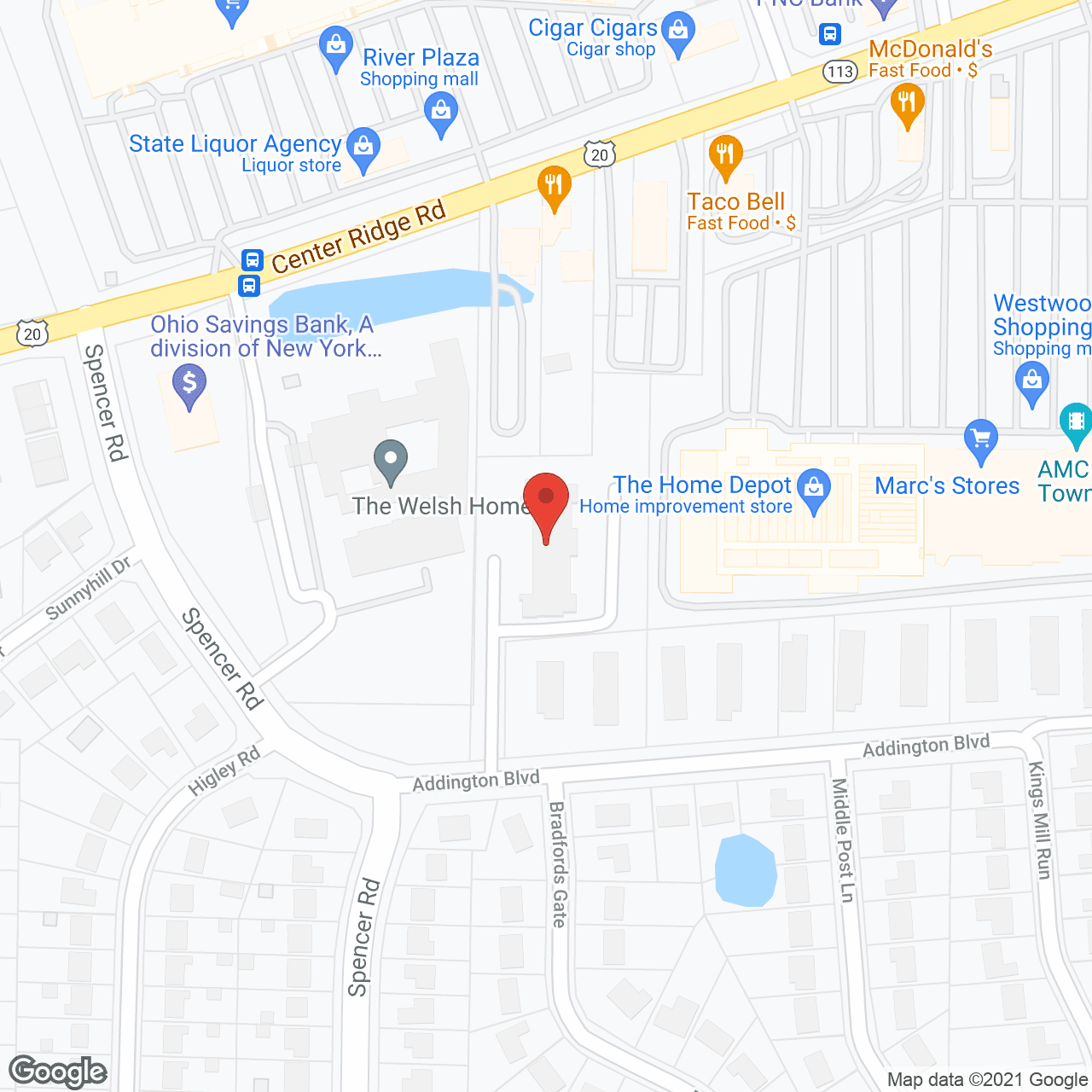Map of the neighborhood around Pinzone Tower Apartments