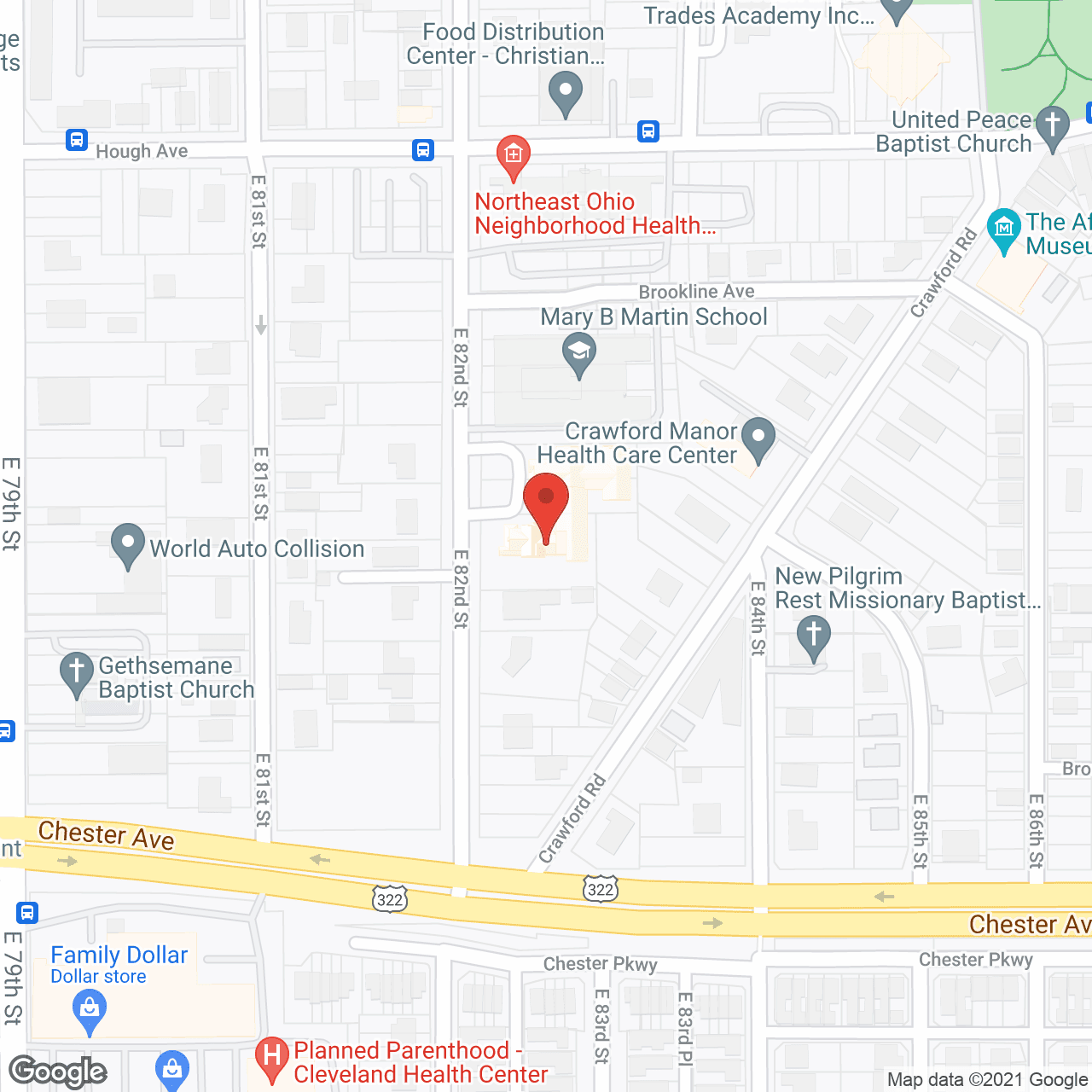 Map of the neighborhood around Singleton Health Care Ctr