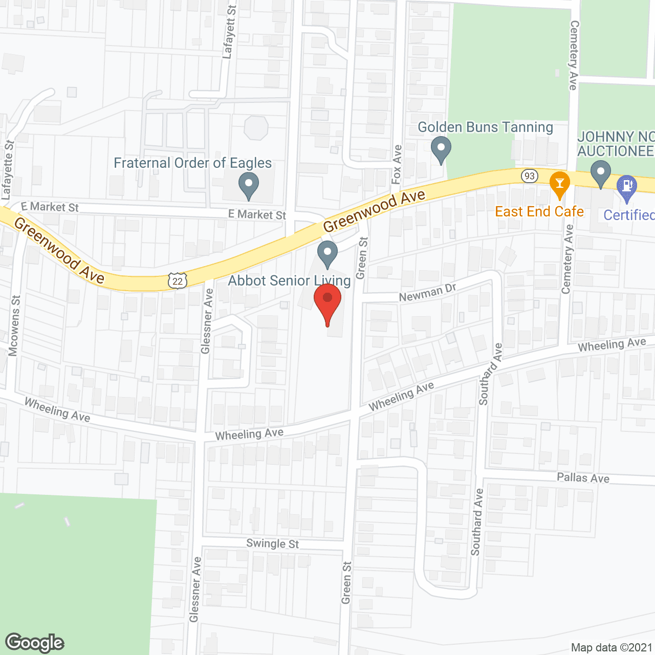 Map of the neighborhood around Abbot Senior Living