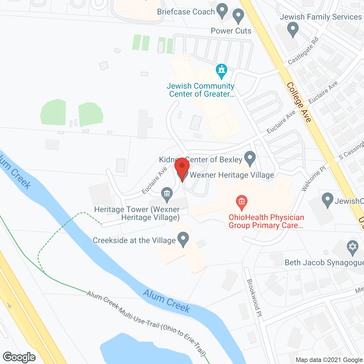 Map of the neighborhood around Wexner Heritage Village