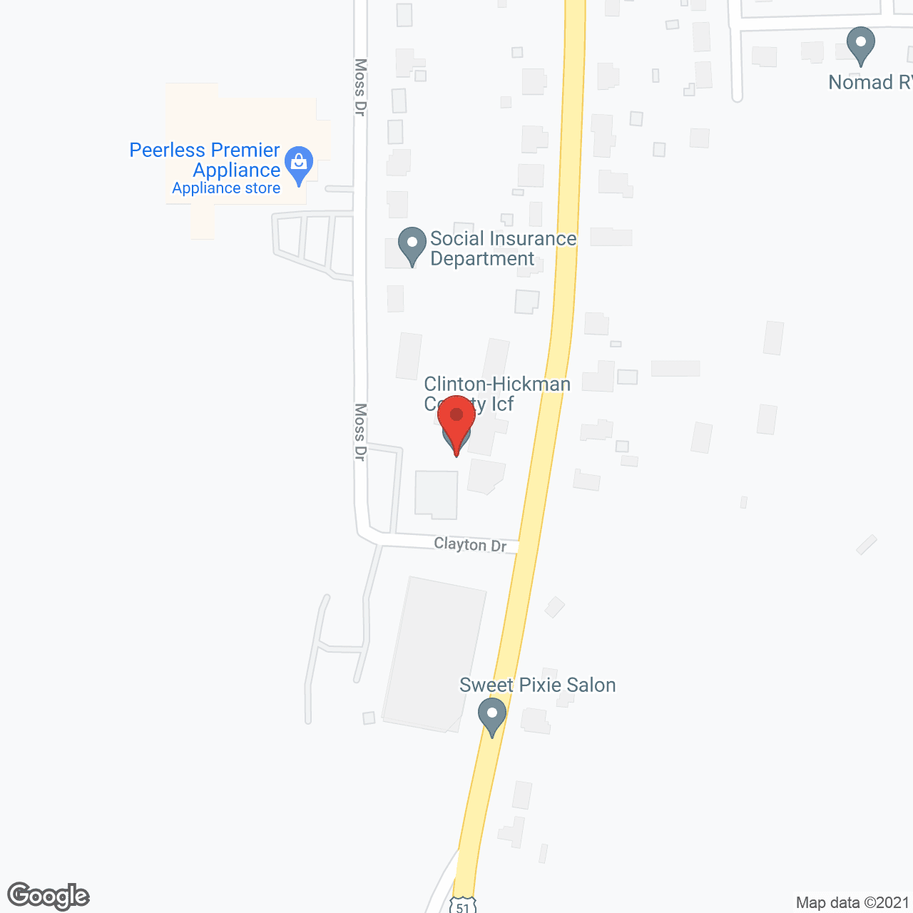 Map of the neighborhood around Clinton-Hickman County Icf