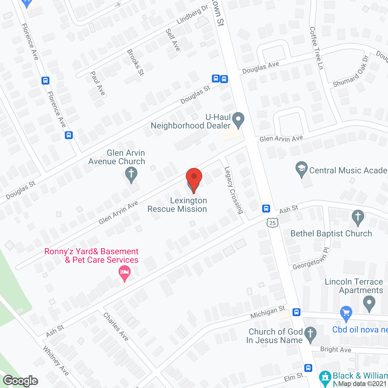 Map of the neighborhood around Glen Arvin Personal Care