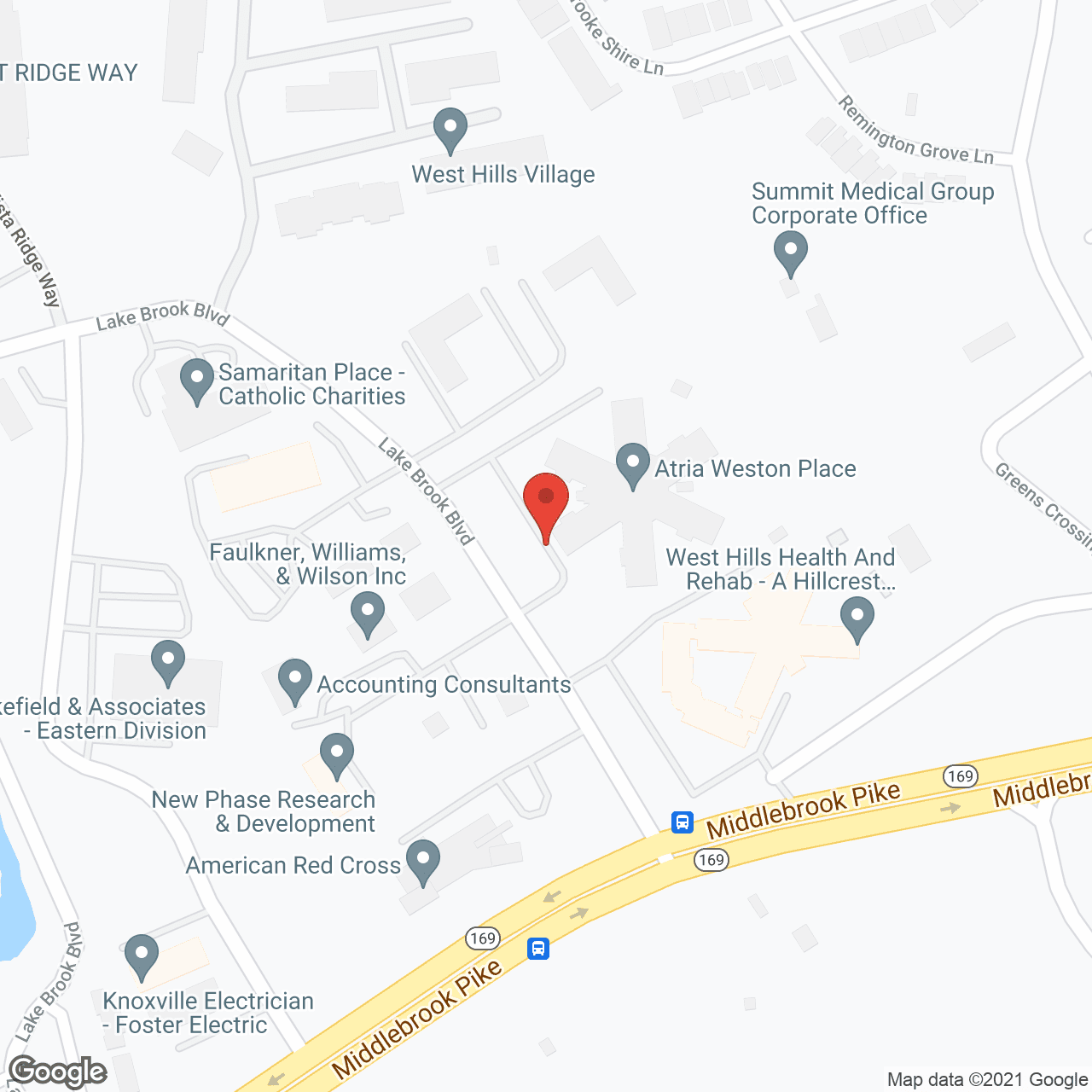 Map of the neighborhood around Atria Weston Place