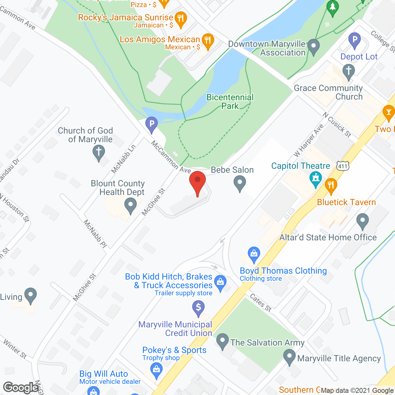 Map of the neighborhood around Maryville Towers