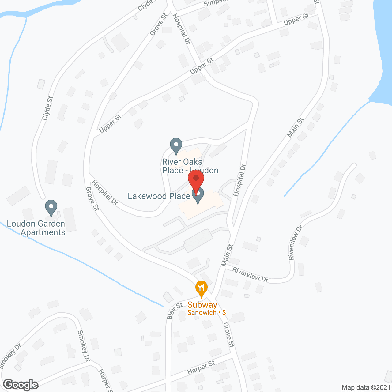 Map of the neighborhood around Lakewood Place