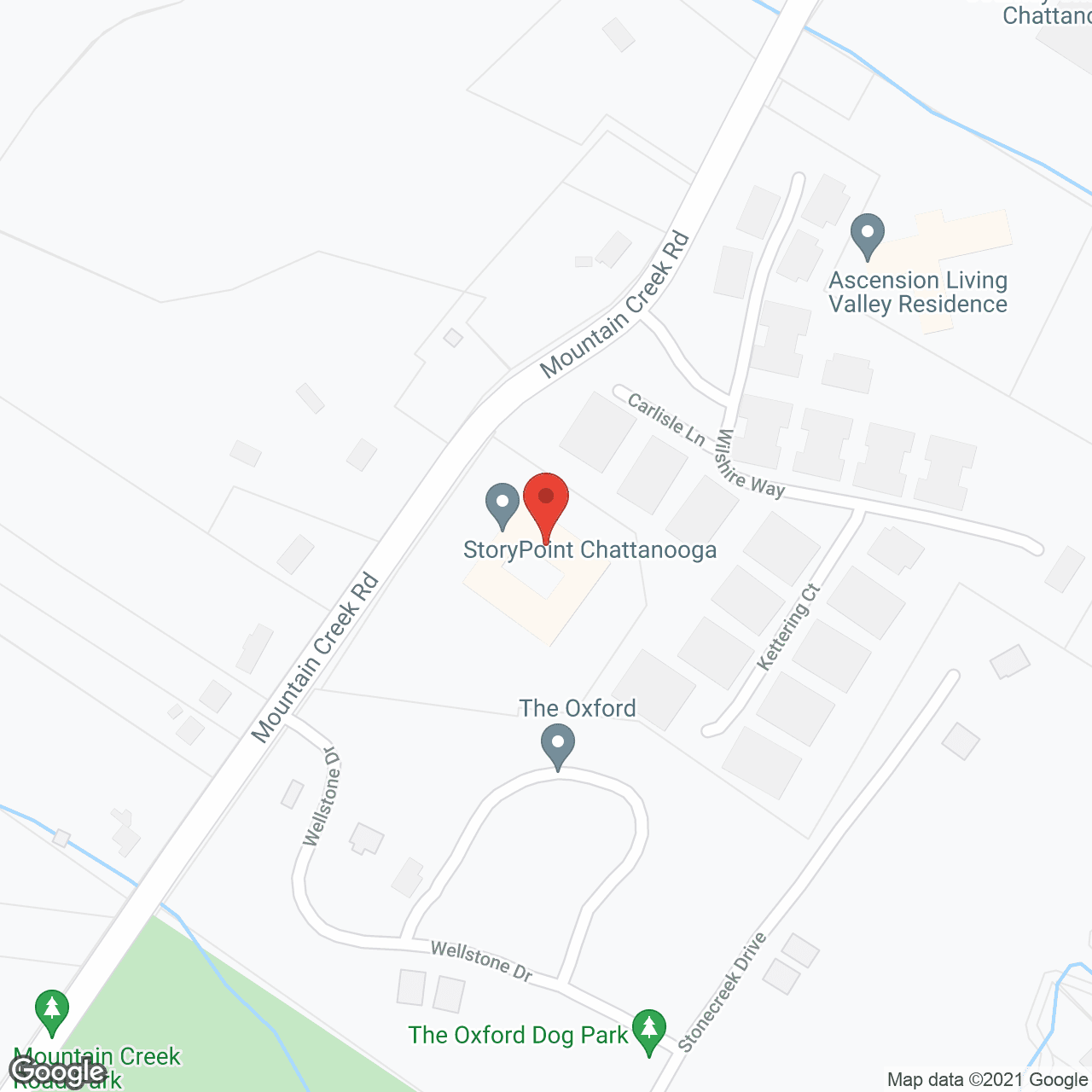Map of the neighborhood around StoryPoint Chattanooga